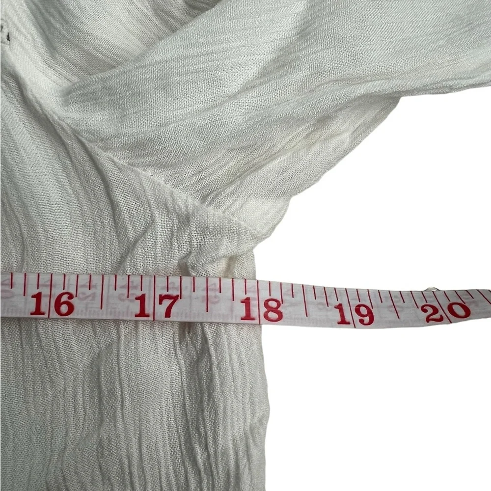 Superdry Women Sheer Button Up V Neck Long Sleeve Blouse Large Off White - Picture 7 of 8